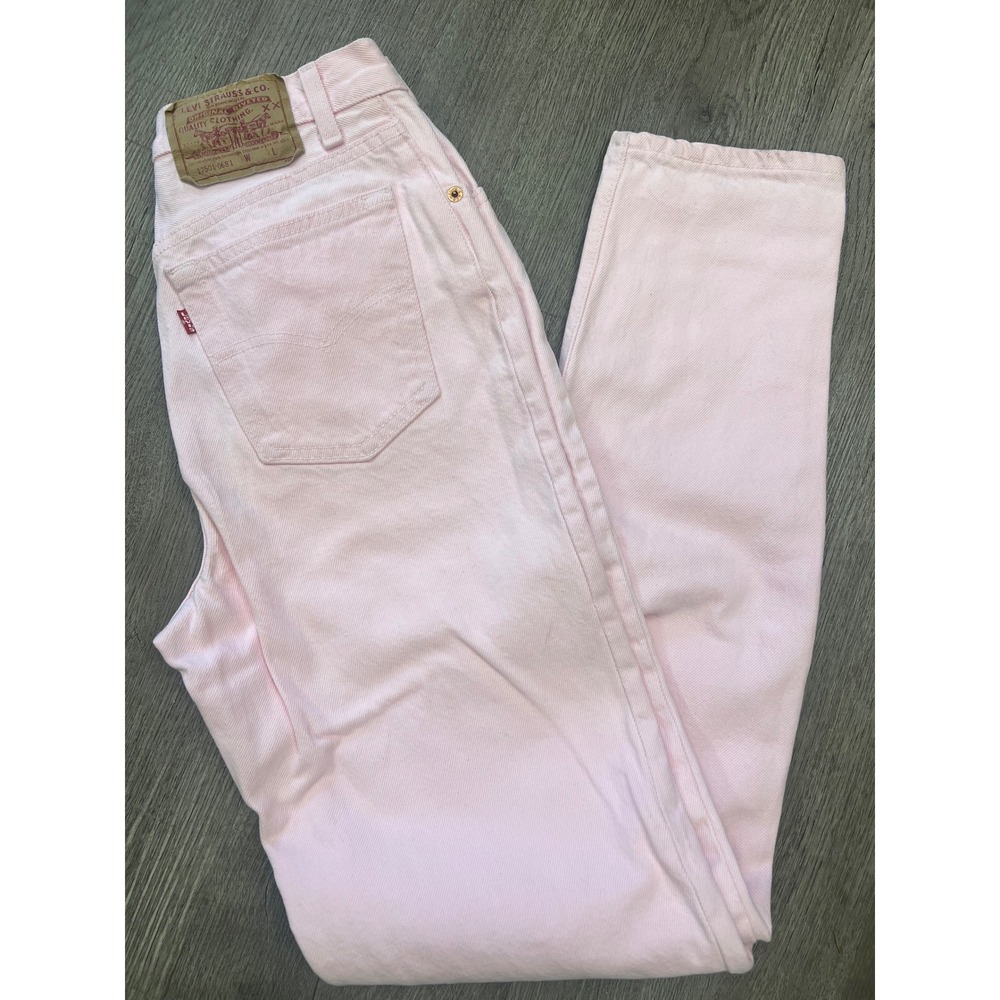 Vintage Levis 17501-0681 Pink High Waisted Tapered Jeans Made in USA Womens 7 M